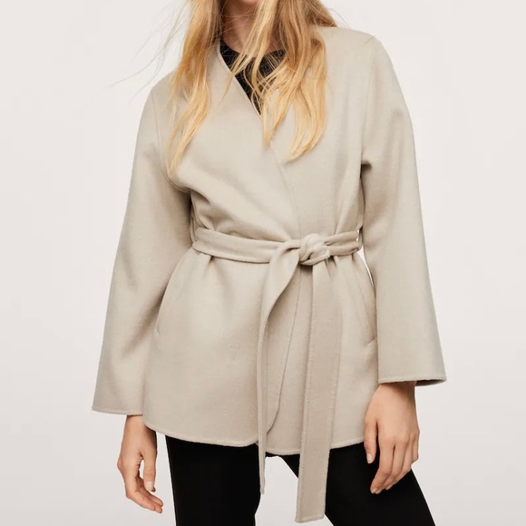 Italian Wool Mix Wrap Belted Short Coat